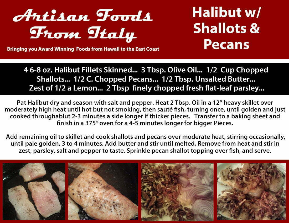 Pan Roasted Halibut With Shallots and Pecan Sauce