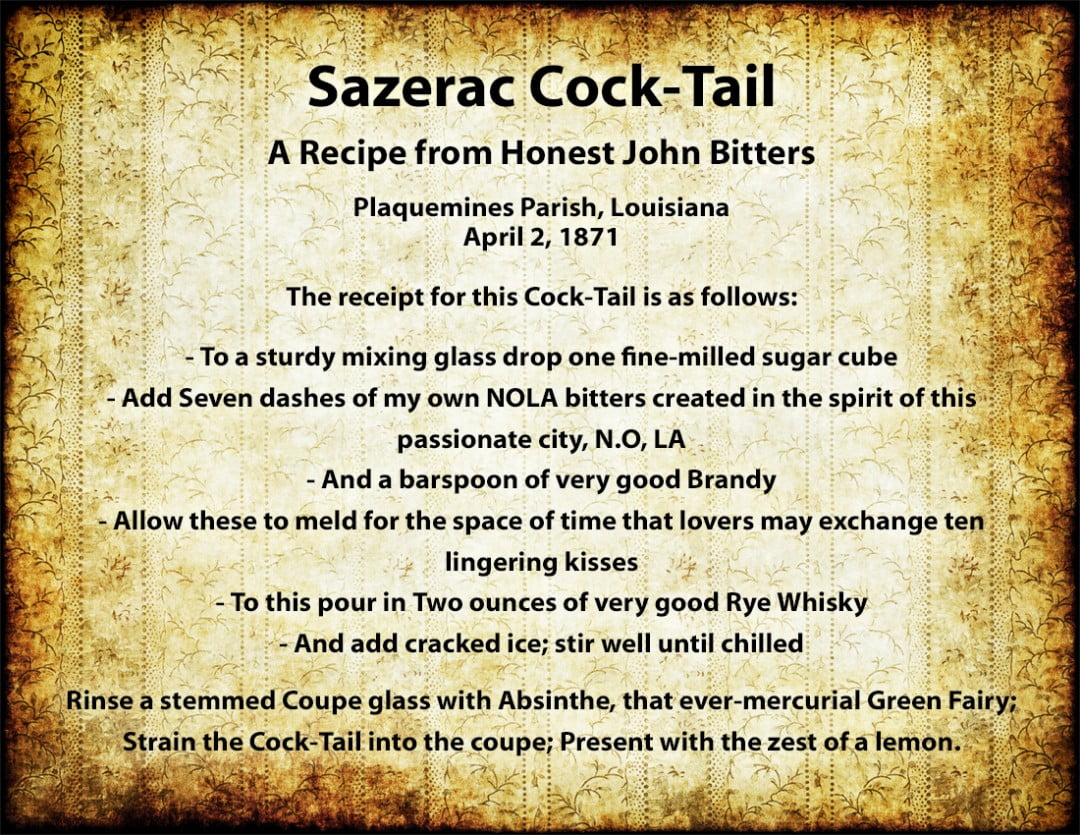 The Honest John Sazerac Cock-Tail Recipe